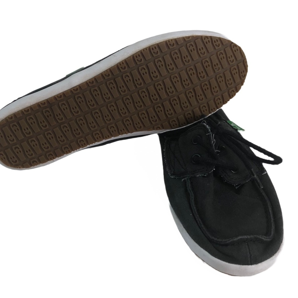 Sanuk Sailaway II Black Canvas Lace Up Boat Shoes Women’s Size 5